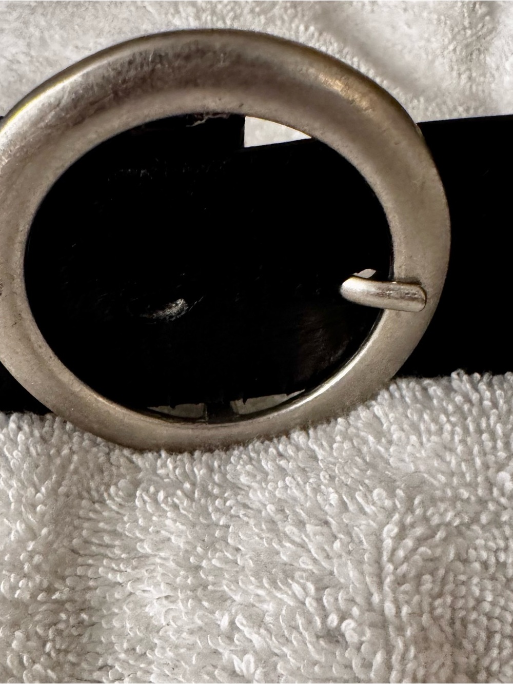 Black Leather Belt with Silver Round Buckle